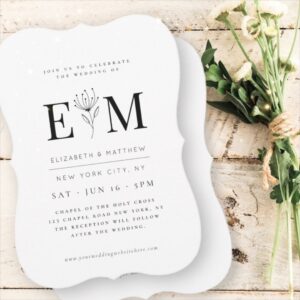 Modern Minimalist Elegant Chic Foliage Wedding Invitation