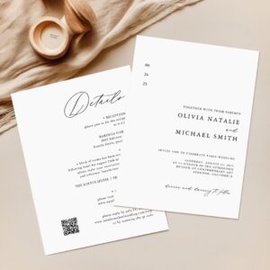 Simple Modern Elegant All In One QR Code Wedding Invitation