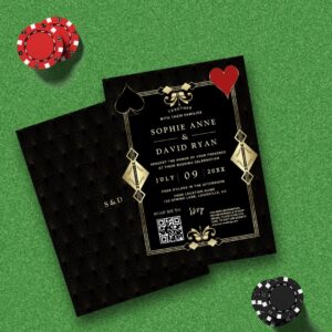 QR Code Roaring 20s Gold Art Deco Wedding Invitation