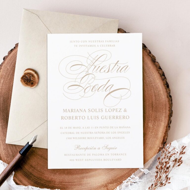 Spanish Language Nuestra Boda Tan Wedding Invitation