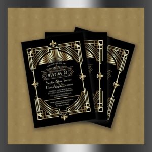 Luxury Gold Black Great Gatsby Roaring 20s Wedding Invitation