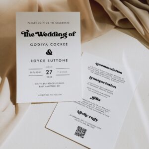 Stylish retro black & white wedding invitation