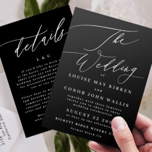 Classic Black The Wedding Details on back Invitation