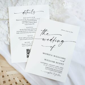 Elegant Minimalist Calligraphy Wedding QR code Invitation