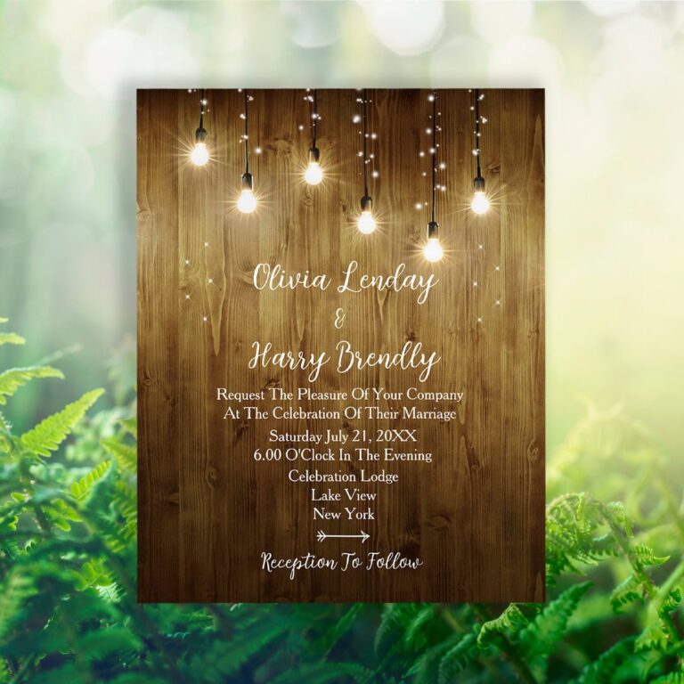 Budget Rustic String Of Lights Wedding Invitation