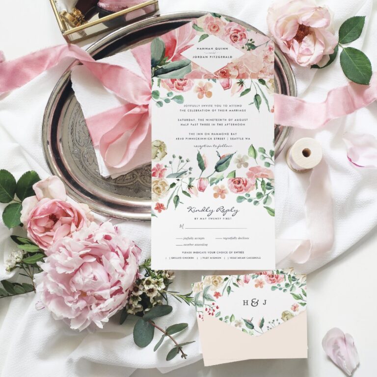 Boho Floral Greenery Botanical Wedding All In One All In One Invitation