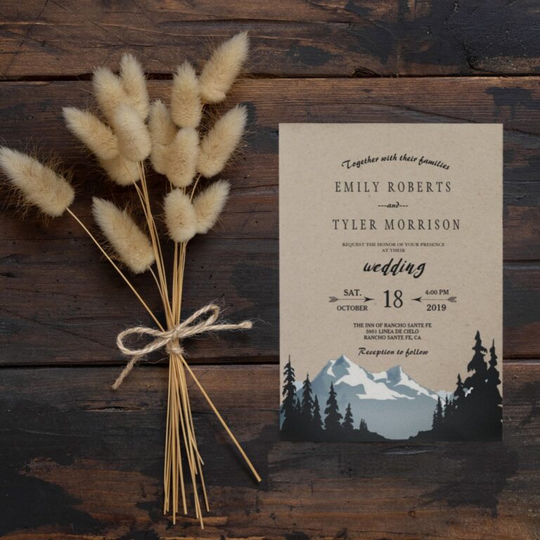 Rustic Mountain Woodland Forest Wedding Invitation