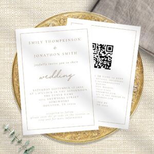 Elegant Script QR Code Wedding Invitation