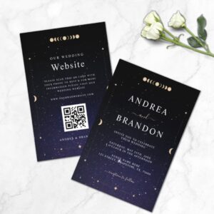 Gold Celestial Universe Moon All in One Wedding Invitation