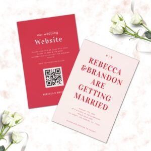 Bold Retro Red Pink Typography All in One Wedding Invitation