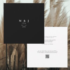 Sleek & Simple Modern B/W Square Wedding Invitation