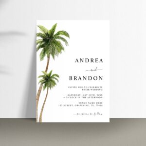 Palm Tree Tropical Destination Wedding All in One Invitation