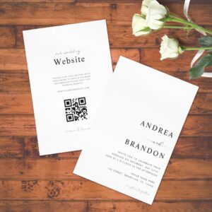 Modern Plain White QR Code All in One Wedding Invitation