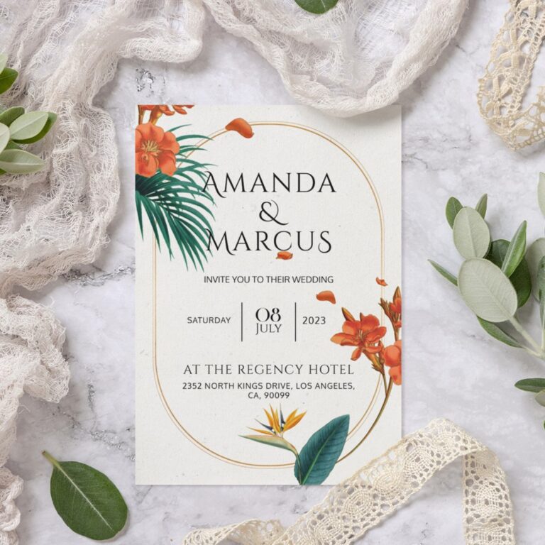 Fancy Tropical Wedding Invitation