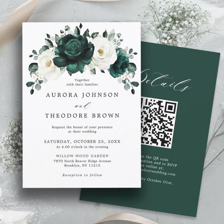 Emerald Greenery Eucalyptus White Floral Wedding Invitation