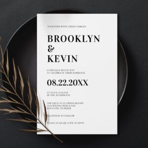 Minimalist Modern Simple Black Wedding | QR Code Invitation