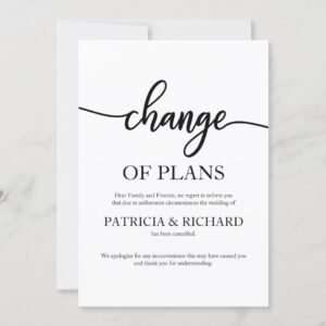 Change Of Plans Postponed Cancelled Wedding Invitation