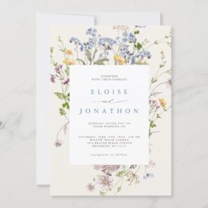 Spring Wildflower Meadow Garden QR Code Wedding Invitation