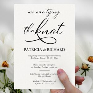 Black And White Calligraphy Elopement Wedding Invitation