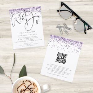 Budget Purple Glitter We Do QR Code Wedding Invite