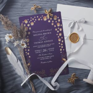 Elegant Tangled Lanterns Budget Qr Code Wedding Invitation