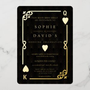 Glamorous Casino Las Vegas Poker Wedding Real Foil Invitation