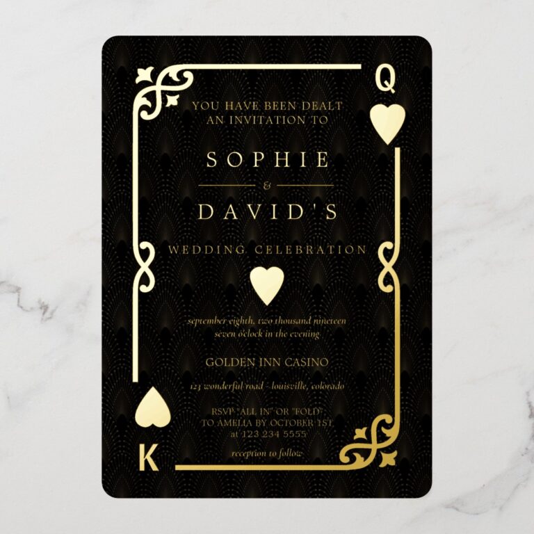 Glamorous Casino Las Vegas Poker Wedding Real Foil Invitation