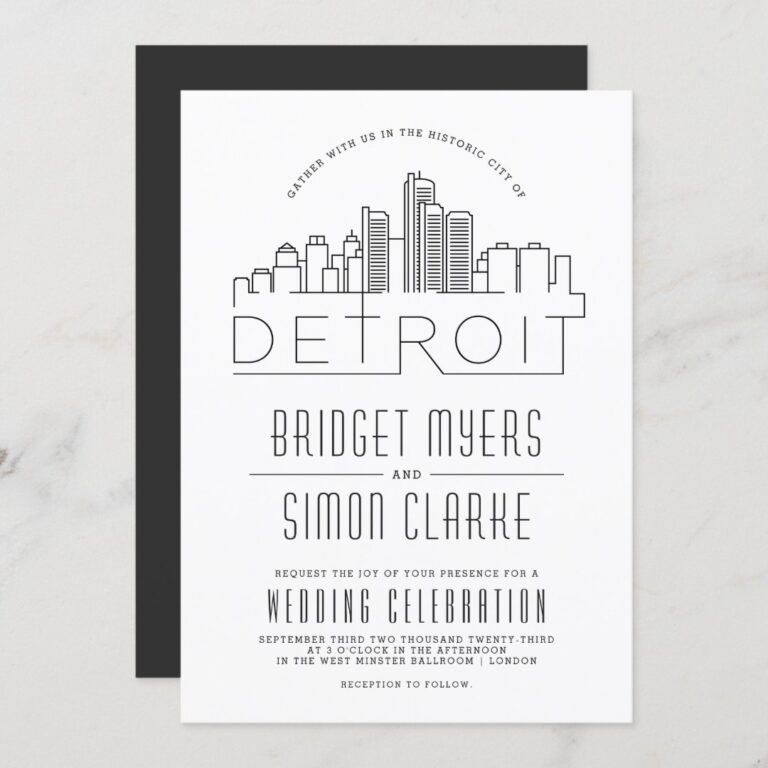 Detroit Wedding | Stylized Skyline Invitation