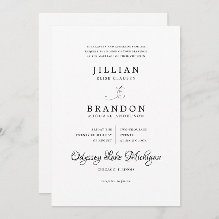 Black and White Modern Minimal Typography Wedding Invitation