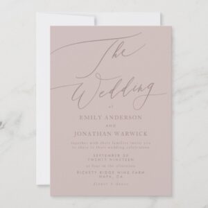 Modern Blush Simple Calligraphy Wedding Invitation