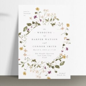 Abundance Dried Wildflower Pampas Boho Wedding Invitation