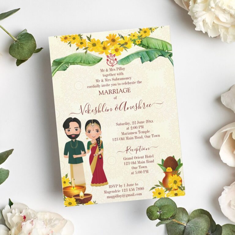 Telugu Tamil South Indian wedding invitation