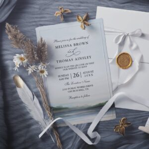 Lake Water Modern Budget QR Code Wedding Invitation