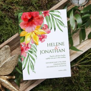 Tropical Floral Beach Colorful Destination Wedding Invitation