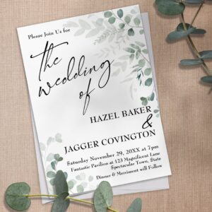 Elegant Greenery Simple Typography The Wedding Of Invitation