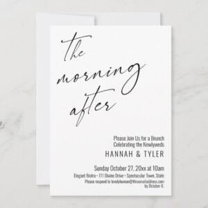 Modern Script The Morning After Wedding Brunch Invitation