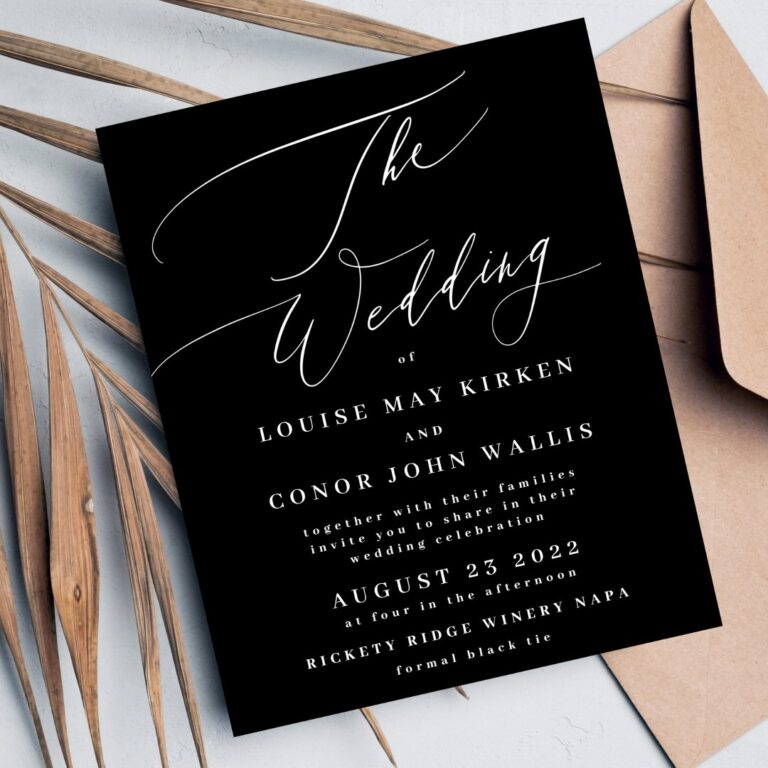 The Wedding Budget black on white Elegant Invite Flyer