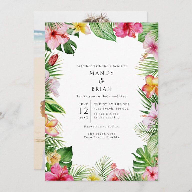 Tropical Beach Photo Wedding Invitation