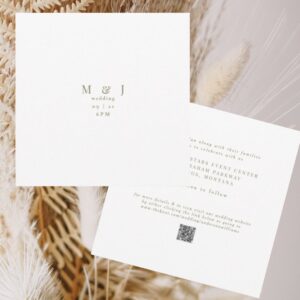 Sleek & Simple Modern White Square Wedding Invitation