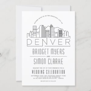 Denver Wedding | Stylized Skyline Invite + Mtns