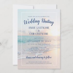 Beach Wedding Sunset Sunrise Sandy Ocean Invitation