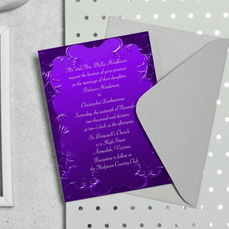 Elegant Purple Wedding Invitation