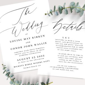 Budget Black Calligraphy Details on back Wedding Flyer