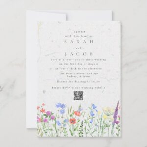 Wildflower Boho Garden QR Code Wedding Invitation