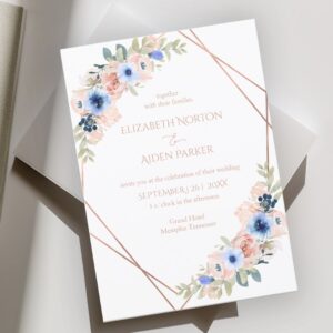 Peach Blue White Wedding Collection Invitation