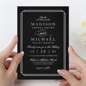 Elegant Black and White Modern Wedding Invitation