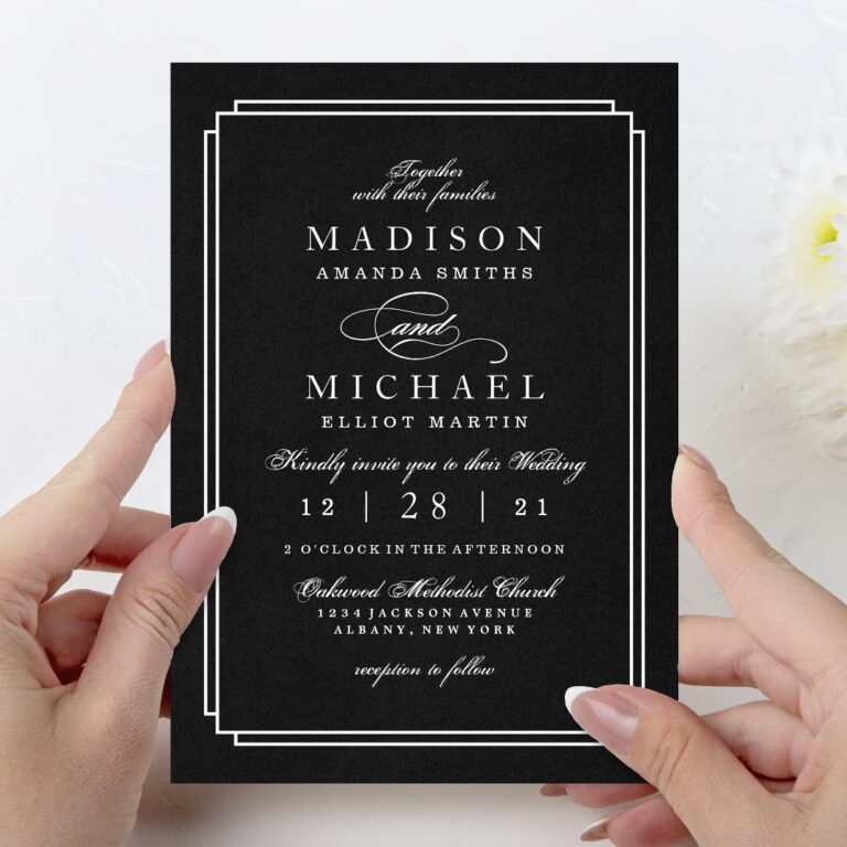 Elegant Black and White Modern Wedding Invitation