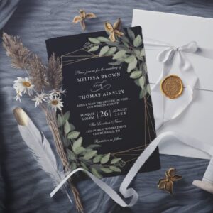 Eucalyptus Elegant Modern Budget QR Code Wedding Invitation