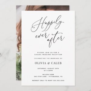 Happily Ever After Photo Wedding Reception Invitation