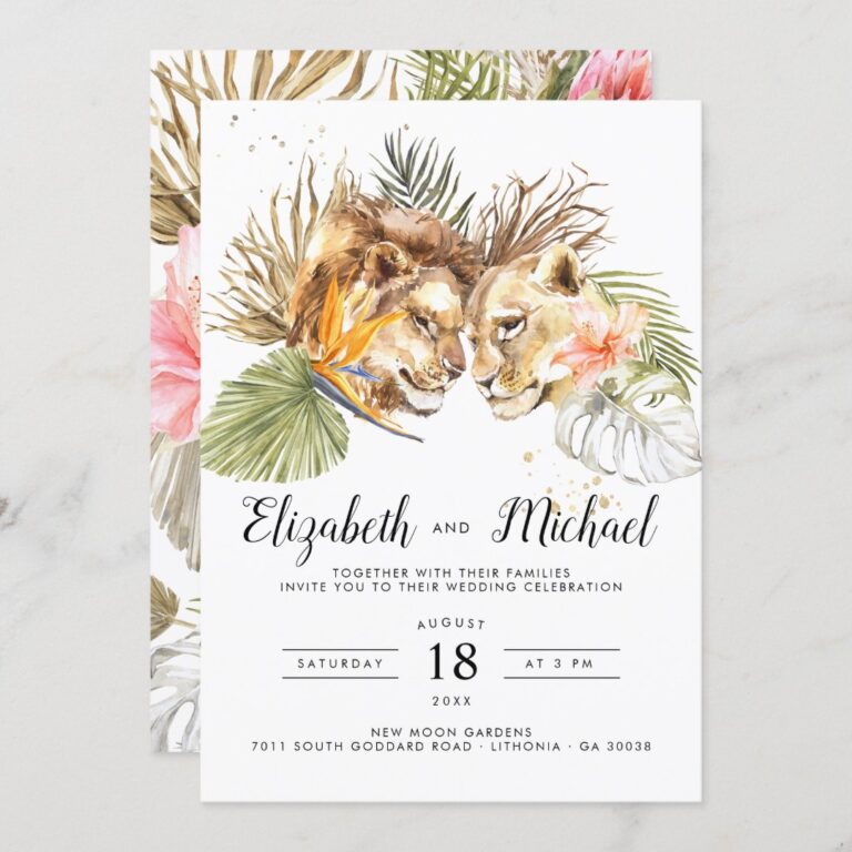 African Safari Boho Botanical Wedding Invitation